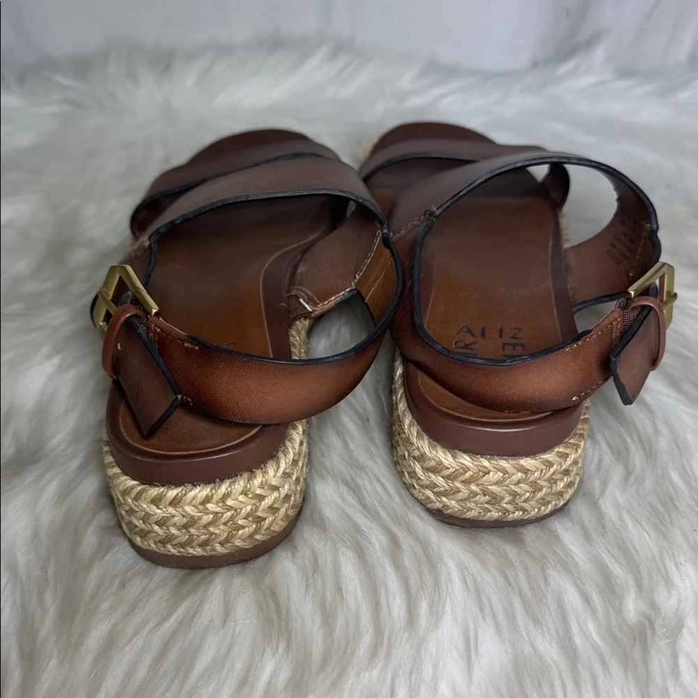 Naturalizer Patience Brown‎ Leather Women's Espadrille Platform Sandals Sz 6.5